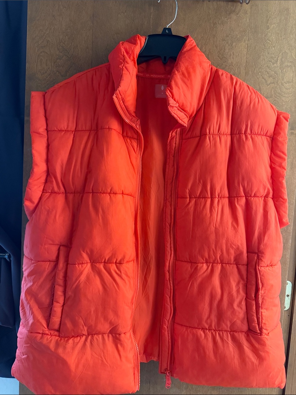 Free People Bright Orange Puffy Vest